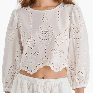 Steve madden meera women’s White Eyelet Crop Top blouse size small